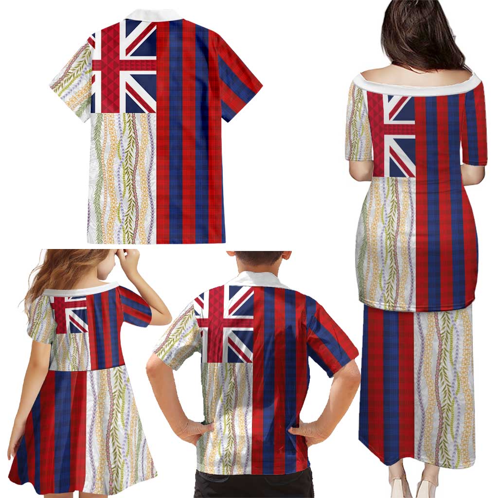 Hawaiian Tropical Plants Lei Family Matching Puletasi and Hawaiian Shirt National Flag Style LT03 - Polynesian Pride