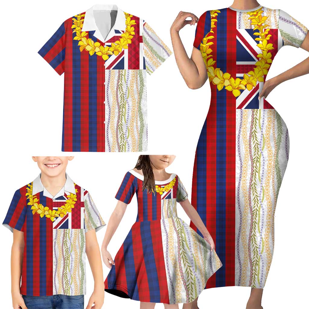 Hawaiian Tropical Plants Lei Family Matching Short Sleeve Bodycon Dress and Hawaiian Shirt National Flag Style LT03 - Polynesian Pride