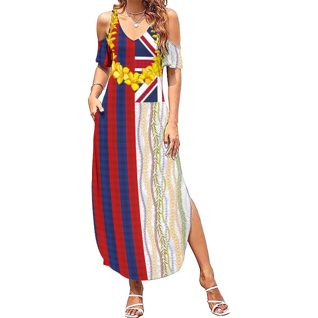 Hawaiian Tropical Plants Lei Family Matching Summer Maxi Dress and Hawaiian Shirt National Flag Style LT03 Mom's Dress Multicolor - Polynesian Pride
