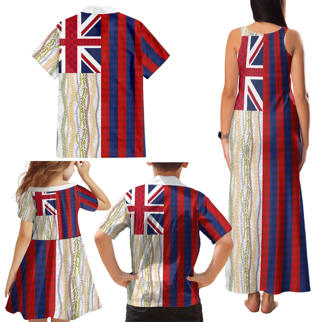 Hawaiian Tropical Plants Lei Family Matching Tank Maxi Dress and Hawaiian Shirt National Flag Style LT03 - Polynesian Pride