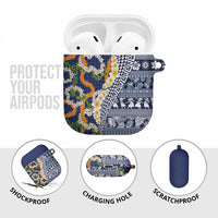 Hawaiian Plumeria Lei AirPods Case Kakau Motifs and Palaka Half Style Blue Color LT03 - Polynesian Pride