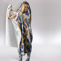 Hawaiian Plumeria Lei Hooded Blanket Kakau Motifs and Palaka Half Style Blue Color LT03 - Polynesian Pride