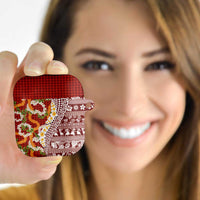 Hawaiian Plumeria Lei AirPods Case Kakau Motifs and Palaka Half Style Red Color LT03 - Polynesian Pride