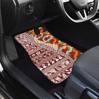 Hawaiian Plumeria Lei Car Mats Kakau Motifs and Palaka Half Style Red Color LT03 - Polynesian Pride