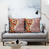 Hawaiian Plumeria Lei Pillow Cover Kakau Motifs and Palaka Half Style Red Color LT03 - Polynesian Pride