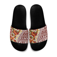 Hawaiian Plumeria Lei Slide Sandals Kakau Motifs and Palaka Half Style Red Color LT03 Red - Polynesian Pride