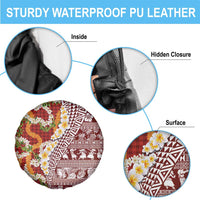 Hawaiian Plumeria Lei Spare Tire Cover Kakau Motifs and Palaka Half Style Red Color LT03 - Polynesian Pride