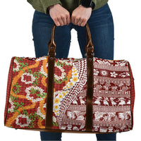 Hawaiian Plumeria Lei Travel Bag Kakau Motifs and Palaka Half Style Red Color LT03 Red - Polynesian Pride