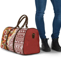 Hawaiian Plumeria Lei Travel Bag Kakau Motifs and Palaka Half Style Red Color LT03 - Polynesian Pride