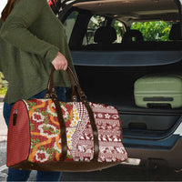 Hawaiian Plumeria Lei Travel Bag Kakau Motifs and Palaka Half Style Red Color LT03 - Polynesian Pride