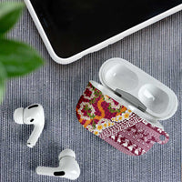 Hawaiian Plumeria Lei AirPods Case Kakau Motifs and Palaka Half Style Pink Color LT03 - Polynesian Pride