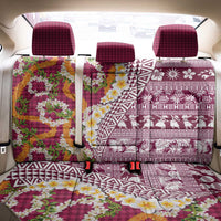 Hawaiian Plumeria Lei Back Car Seat Cover Kakau Motifs and Palaka Half Style Pink Color LT03 - Polynesian Pride