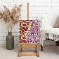 Hawaiian Plumeria Lei Canvas Wall Art Kakau Motifs and Palaka Half Style Pink Color LT03 - Polynesian Pride