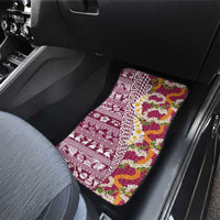 Hawaiian Plumeria Lei Car Mats Kakau Motifs and Palaka Half Style Pink Color LT03 - Polynesian Pride