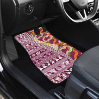 Hawaiian Plumeria Lei Car Mats Kakau Motifs and Palaka Half Style Pink Color LT03 - Polynesian Pride