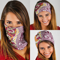 Hawaiian Plumeria Lei Neck Gaiter Kakau Motifs and Palaka Half Style Pink Color LT03 - Polynesian Pride