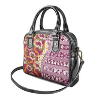 Hawaiian Plumeria Lei Shoulder Handbag Kakau Motifs and Palaka Half Style Pink Color LT03 - Polynesian Pride