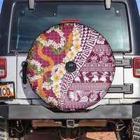 Hawaiian Plumeria Lei Spare Tire Cover Kakau Motifs and Palaka Half Style Pink Color LT03 Pink - Polynesian Pride