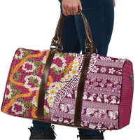 Hawaiian Plumeria Lei Travel Bag Kakau Motifs and Palaka Half Style Pink Color LT03 - Polynesian Pride