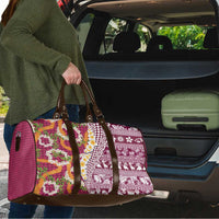 Hawaiian Plumeria Lei Travel Bag Kakau Motifs and Palaka Half Style Pink Color LT03 - Polynesian Pride