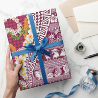 Hawaiian Plumeria Lei Wrapping Paper Kakau Motifs and Palaka Half Style Pink Color LT03 - Polynesian Pride