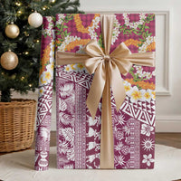 Hawaiian Plumeria Lei Wrapping Paper Kakau Motifs and Palaka Half Style Pink Color LT03 - Polynesian Pride