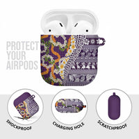 Hawaiian Plumeria Lei AirPods Case Kakau Motifs and Palaka Half Style Purple Color LT03 - Polynesian Pride