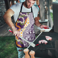 Hawaiian Plumeria Lei Apron Kakau Motifs and Palaka Half Style Purple Color LT03 - Polynesian Pride