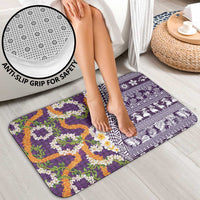 Hawaiian Plumeria Lei Bathroom Set Kakau Motifs and Palaka Half Style Purple Color LT03 - Polynesian Pride