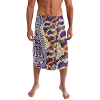 Hawaiian Plumeria Lei Lavalava Kakau Motifs and Palaka Half Style Purple Color LT03 Purple - Polynesian Pride