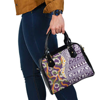 Hawaiian Plumeria Lei Shoulder Handbag Kakau Motifs and Palaka Half Style Purple Color LT03 - Polynesian Pride