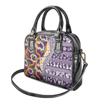 Hawaiian Plumeria Lei Shoulder Handbag Kakau Motifs and Palaka Half Style Purple Color LT03 - Polynesian Pride