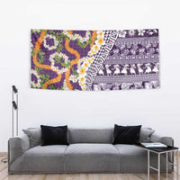 Hawaiian Plumeria Lei Tapestry Kakau Motifs and Palaka Half Style Purple Color LT03 - Polynesian Pride