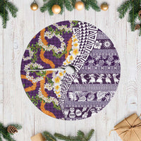 Hawaiian Plumeria Lei Tree Skirt Kakau Motifs and Palaka Half Style Purple Color LT03 Casual Purple - Polynesian Pride