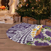Hawaiian Plumeria Lei Tree Skirt Kakau Motifs and Palaka Half Style Purple Color LT03 - Polynesian Pride
