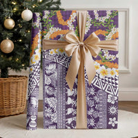 Hawaiian Plumeria Lei Wrapping Paper Kakau Motifs and Palaka Half Style Purple Color LT03 - Polynesian Pride