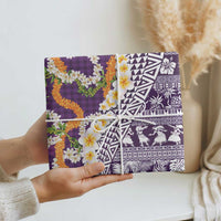 Hawaiian Plumeria Lei Wrapping Paper Kakau Motifs and Palaka Half Style Purple Color LT03 - Polynesian Pride