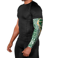 Hawaiian Plumeria Lei Arm Sleeves Kakau Motifs and Palaka Half Style Green Color LT03 - Polynesian Pride