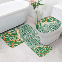 Hawaiian Plumeria Lei Bathroom Set Kakau Motifs and Palaka Half Style Green Color LT03 - Polynesian Pride