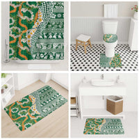 Hawaiian Plumeria Lei Bathroom Set Kakau Motifs and Palaka Half Style Green Color LT03 - Polynesian Pride