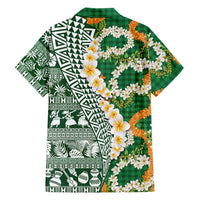 Hawaiian Plumeria Lei Family Matching Tank Maxi Dress and Hawaiian Shirt Kakau Motifs and Palaka Half Style Green Color LT03 - Polynesian Pride