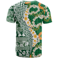 Hawaiian Plumeria Lei T Shirt Kakau Motifs and Palaka Half Style Green Color LT03 - Polynesian Pride