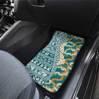 Hawaiian Plumeria Lei Car Mats Kakau Motifs and Palaka Half Style Turquoise Color LT03 - Polynesian Pride