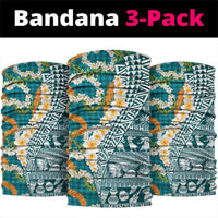 Hawaiian Plumeria Lei Neck Gaiter Kakau Motifs and Palaka Half Style Turquoise Color LT03 package One Size: 25*50cm Turquoise - Polynesian Pride