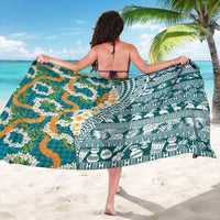 Hawaiian Plumeria Lei Sarong Kakau Motifs and Palaka Half Style Turquoise Color LT03 - Polynesian Pride