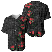 Hawaiian Kakau Art Baseball Jersey Taro Leaves with Ohia Lehua and Pakala Pattern - Polynesian Pride