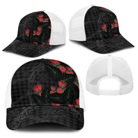 Hawaiian Kakau Art Baseball Net Cap Taro Leaves with Ohia Lehua and Pakala Pattern - Polynesian Pride