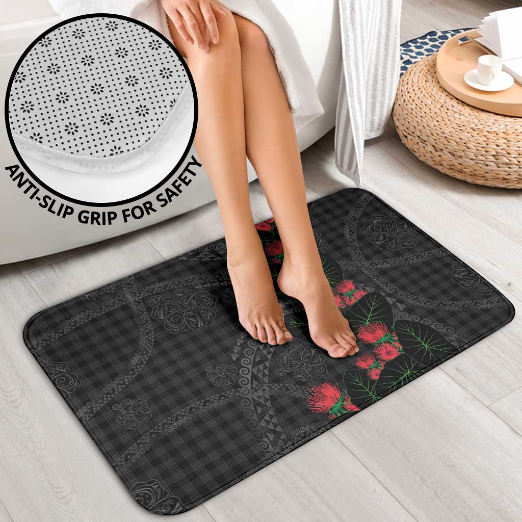 Hawaiian Kakau Art Bathroom Set Taro Leaves with Ohia Lehua and Pakala Pattern - Polynesian Pride