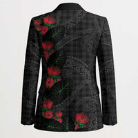 Hawaiian Kakau Art Blazer Taro Leaves with Ohia Lehua and Pakala Pattern - Polynesian Pride