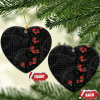 Hawaiian Kakau Art Ceramic Ornament Taro Leaves with Ohia Lehua and Pakala Pattern - Polynesian Pride